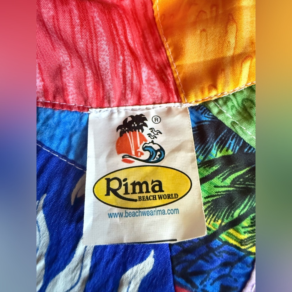 Y2K Rima Patchwork Surf Bucket Hat Tropical Beach Sun Print Terivoile 90s Surfer - Picture 6 of 7